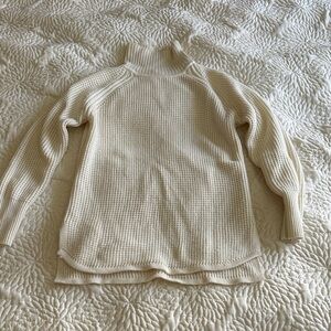 Banana Republic Cream Waffle-Knit Turtleneck Sweater